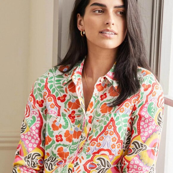 Boden linen floral shirt 4P 4 petite - Picture 1 of 16